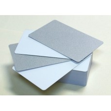 Пластиковые карты тонкие серебро глянец оборот белый матовый RUSS-SW-050-PM-3458, 1уп.(130шт.).